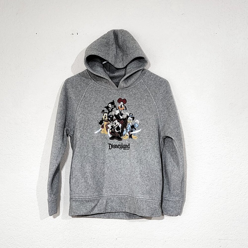 Disneyland Resort Gray Fleece Hoodie Kids Large Boys Girls Unisex Embroidered